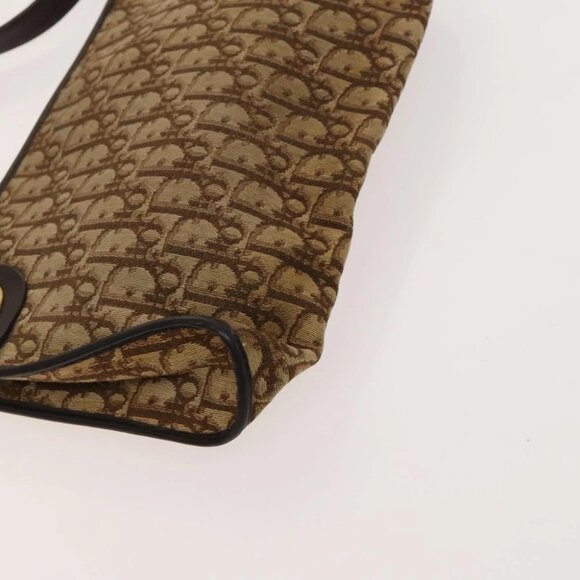 Christian Dior Trotter Canvas Shoulder Bag Brown Gold Auth 124990 - Picture 3 of 14